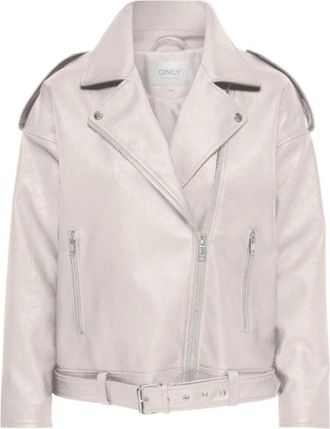 Only Moonbeam Bikerjack met ritssluiting zakken - Dames - Zomerjassen - Grijs - L - Leer - Jassen