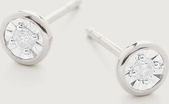 Monica Vinader Sterling Silver Diamond Essential Stud Earrings Diamond