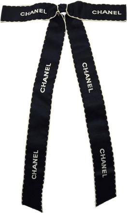 Chanel 1990-2000s logo-embroidered satin bow brooch - women - Satin - One Size - Blue