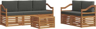 vidaXL Conjunto De Sof&aacute;s De Exterior 6 Uds. Natural Y Antracita Vidaxl