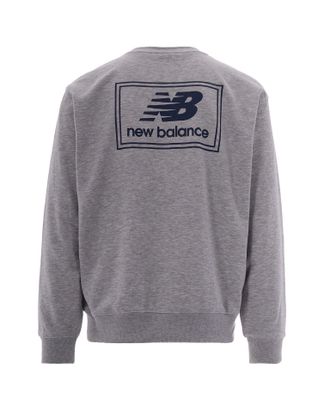 New Balance Mens Sweatshirt Woven Label Crew Athletic Grey Cotton Jumpers Sweater