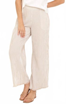 Nic+Zoe Pinstripe Gauze 28 Inch Wide Leg Pant In Neutral Mix