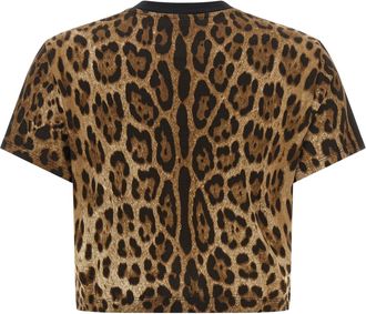 Dolce & Gabbana Leo-Print Cropped T-Shirt - Brown