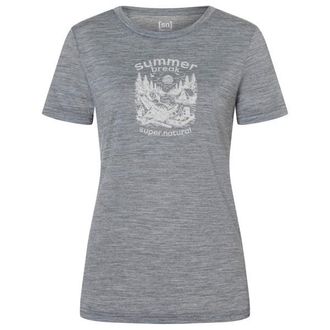 super.natural Summer Break Tee Merinoshirt f&uuml;r Damen | grau/wei&szlig;