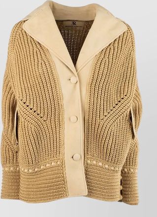 Ermanno Scervino knitted texture jacket contrast collar ribbed cuffs