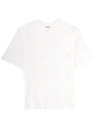 Casablanca White Monogram Embossing Organic Cotton Oversized T-Shirt
