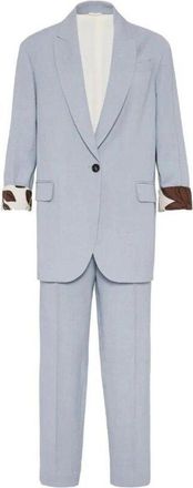 Brunello Cucinelli Powder Blue Linen Viscose Suit Trousers, Brand Size 44 (US Size 10)