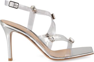 Gianvito Rossi Womens Crystal Fever Heeled Sandals Silver Pvc
