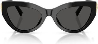 Dolce & Gabbana 55mm Cat Eye Sunglasses in Black /Dark Grey at Nordstrom