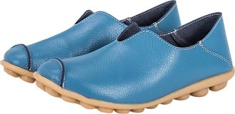 Generic WomenS Leather Breathable Moccasins Shoes Round Toe Flat Shoes Women Soft Slip On Flats Boat Loafers For Office Work Walking Breathable Lightweight Lo