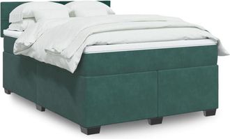 vidaXL Cama Box Spring Con Colch&oacute;n Terciopelo Verde Oscuro 140x190 Cm Vidaxl