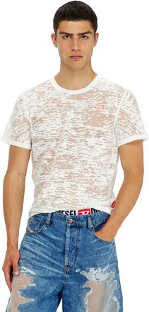 Diesel T-shirt in all-over devor&eacute; jersey - T-Shirts - Unisex - White