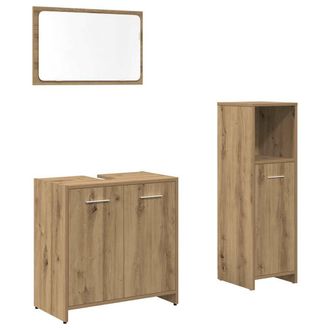 Berkfield Home 3 Piece Bathroom Furniture Set Artisan Oak Engineered Wood in Brown