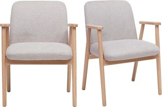 Miliboo Sillas De Tejido Con Efecto Terciopelo Texturizado Beige Y Madera Clara (lote De 2) Kitty