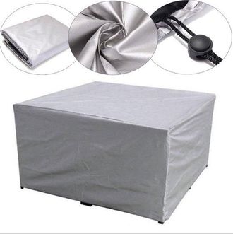 OEM Funda Para Muebles De Jard&iacute;n, Funda De Tela Para Mesa Y Sillas De Jard&iacute;n, Dimensiones Del 140 X 140 X 90 Cm, Cord&oacute;n Ajustable, Color Gris