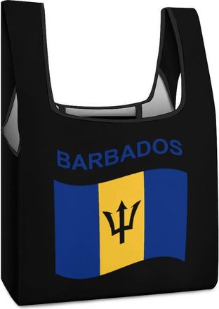 Generic Flag of Barbados. Shopping Bag Reusable Grocery Tote Bag Foldable Handbag for Travel Picnic