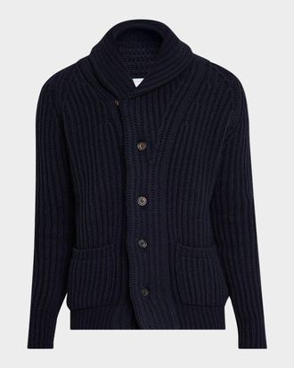 Anderson & Sheppard Mens Rib-Knit Cashmere Cardigan