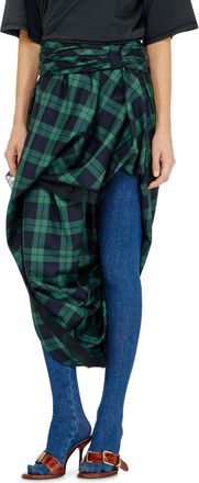 Diesel Draped tartan midi skirt with lace trim - Skirts - Woman - Multicolor