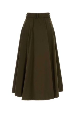 Burberry Womens Olive Green Cotton Skirt Juniper Gonne
