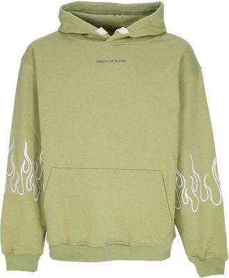 Vision Of Super Groene Flame Hoodie Lichtgewicht Sweatshirt - Heren - Hoodies - Groen - XL - Katoen - Hoodies & sweatvesten