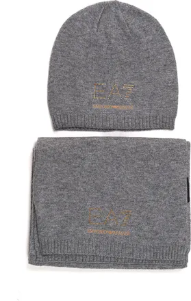 Emporio Armani Set guanti e sciarpa Grigio EA7 Donna