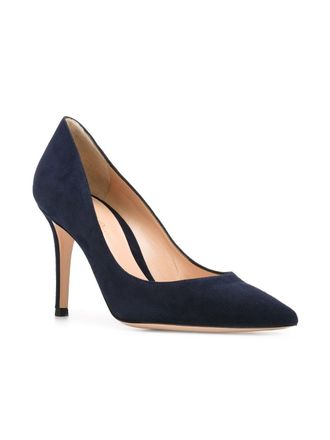 Gianvito Rossi Suede Pointed-Toe Pump - Navy
