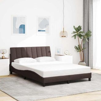 vidaXL Cama Sin Colch&oacute;n Tela Marr&oacute;n Oscuro 140x200 Cm Vidaxl