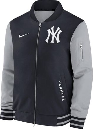Nike New York Yankees Authentic Collection Dugout Nike Mens MLB Full-Zip Bomber Jacket in Blue | 02F30CGINK-TZ7