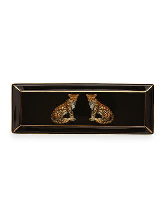 Halcyon Days Twin Leopards Rectangular Tray