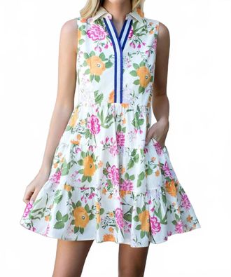 THML Clothing Floral Sleeveless Mini Dress In Orange And Pink