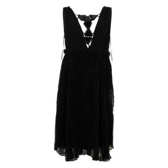 Alberta Ferretti Short Dress with V-neck - female - Alberta Ferretti - Party Dresses - Black - M - Dresses