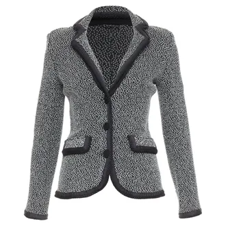 Emporio Armani silver lurex boucle applique black trim knit blazer IT40 S