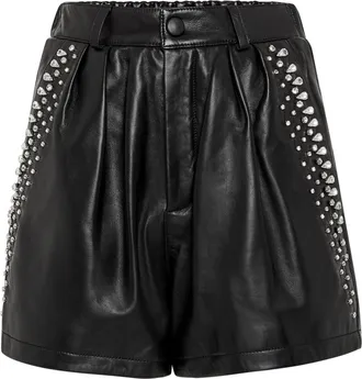 Philipp Plein Leather Shorts Crystal