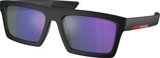 Prada Blue Mirror Violet Rectangular Mens Sunglasses PS 02ZSU 1BO05U 58