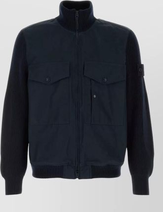 Stone Island cotton jacket long sleeves ribbed collar cuffs