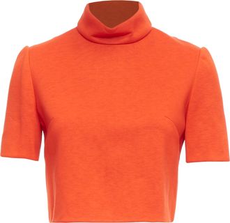 Delpozo Delpozo Scuba Fabric Hi Neck Crop Top