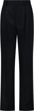 Victoria Beckham Black Straight Leg Tailored Front-Darts Polyester-Blend Pants