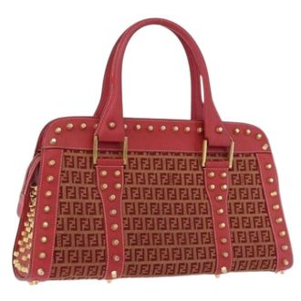 Fendi Pre-owned Vintage Zucchino Canvas Hand Bag - Dames - Vintage Handtas - Rood - ONE Size - Leer - Vintage