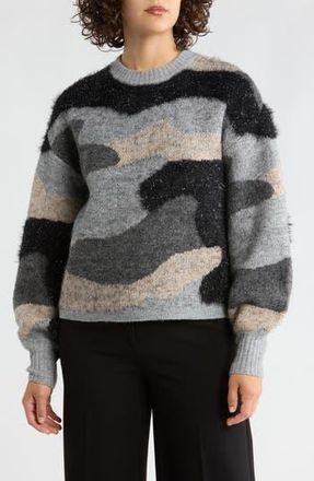 Vigoss Camo Pullover Sweater in Grey Combo at Nordstrom Rack, Size X-Small
