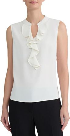 Kasper Ruffled Front Sleeveless Top in Vanilla Ice at Nordstrom, Size X-Large