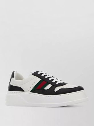 Gucci leather sneakers perforated detailing rubber sole