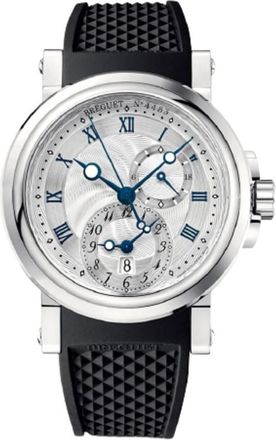 Breguet Pre-owned Breguet Marine Gmt Dual Time Silver-tone Dial Mens Watch 5857ST