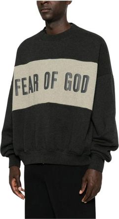 Fear of God Hoodies & sweatvesten, Heren, Grijs, S, Katoen, Cropped Relaxed Panelled Sweatshirt