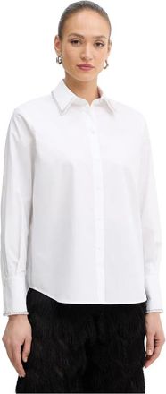 Karl Lagerfeld Klassiek Katoenen Shirt - Dames - Overhemden - Wit - S - Katoen - Overhemden