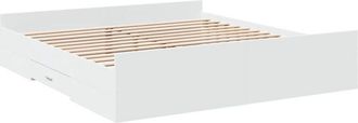 vidaXL Bed Frame with Drawers without Mattress White 200x200 cm Vidaxl