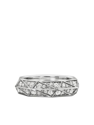 David Yurman sterling silver Torqued Faceted diamond ring (6mm)