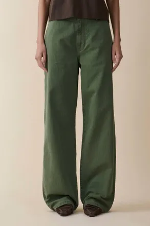 Jeanerica Belem Mid Rise Loose Fit Chinos In Chevron Green