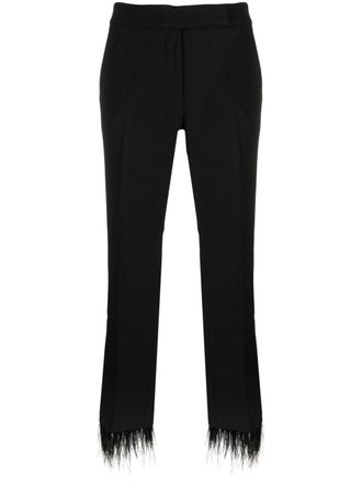 Michael Kors feather-trim tailored trousers - Black