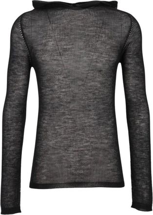 Rick Owens Hoodies & sweatvesten, Heren, Zwart, L, Kasjmier, Sheer Hooded LS T