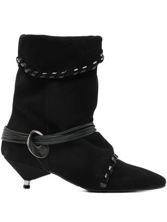 Gis&egrave;l moir&egrave; Ariel woven strap boots - Nero
